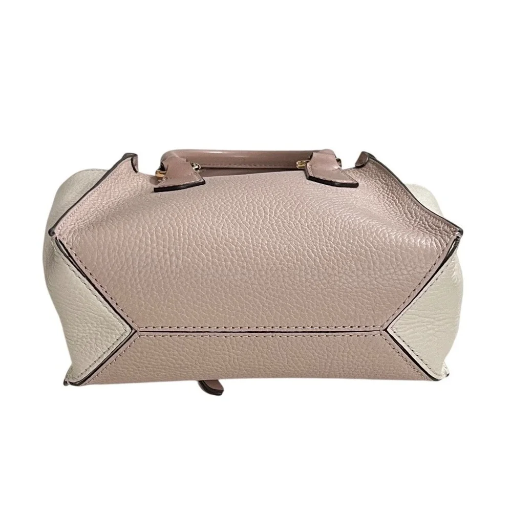 Michael Kors Kris Small Satchel Pink Cream Pebbled Leather Gold Hardware Handbag